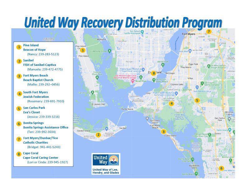 United Way Recovery Distribution Program Map
